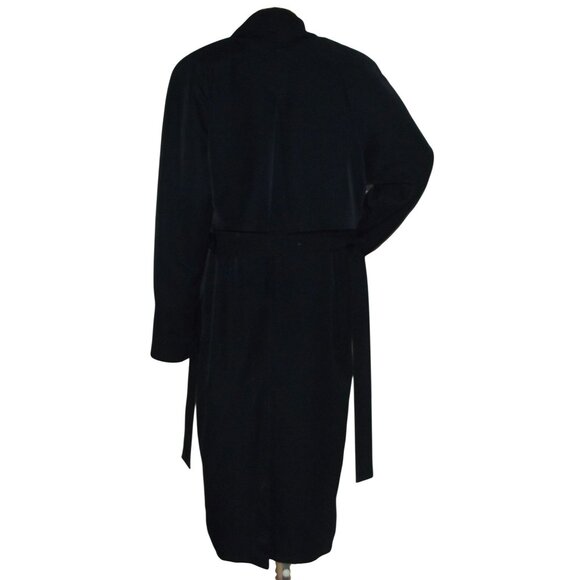 Gallery Trench Coat Womens Size 4 Vtg Navy Blue long Zip-Out Lining storm flap - Picture 1 of 16